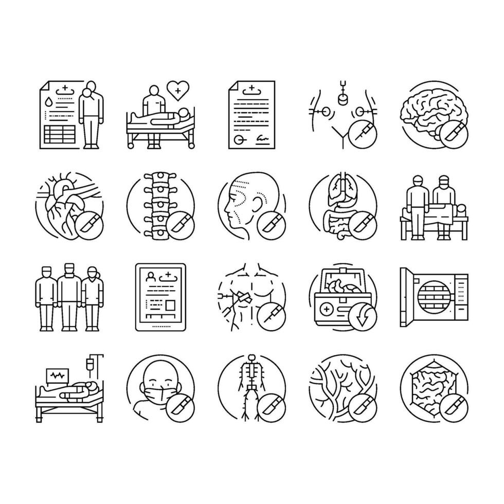 surgeon doctor hospital icons set vector