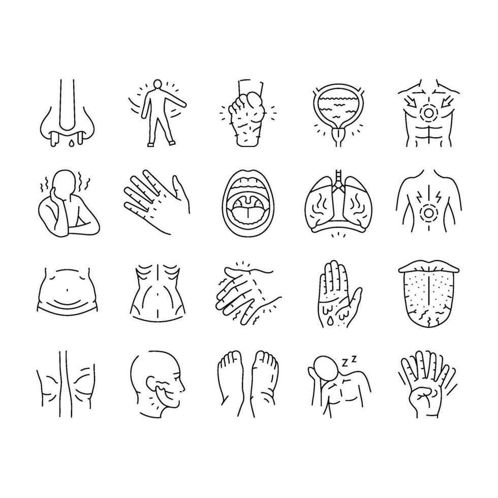 disease symptom health icons set vector