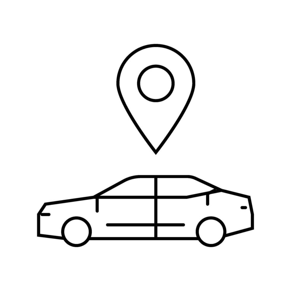 coche mapa ubicación línea icono vector ilustración