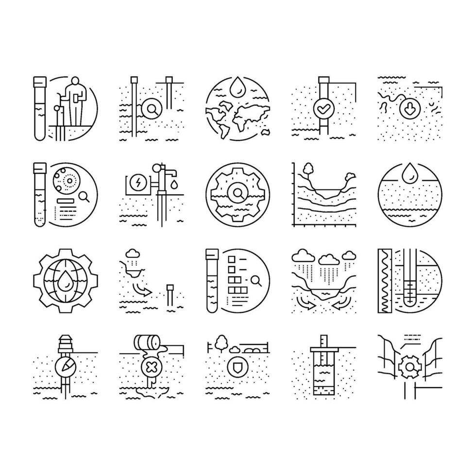 hydrogeologist industrial icons set vector