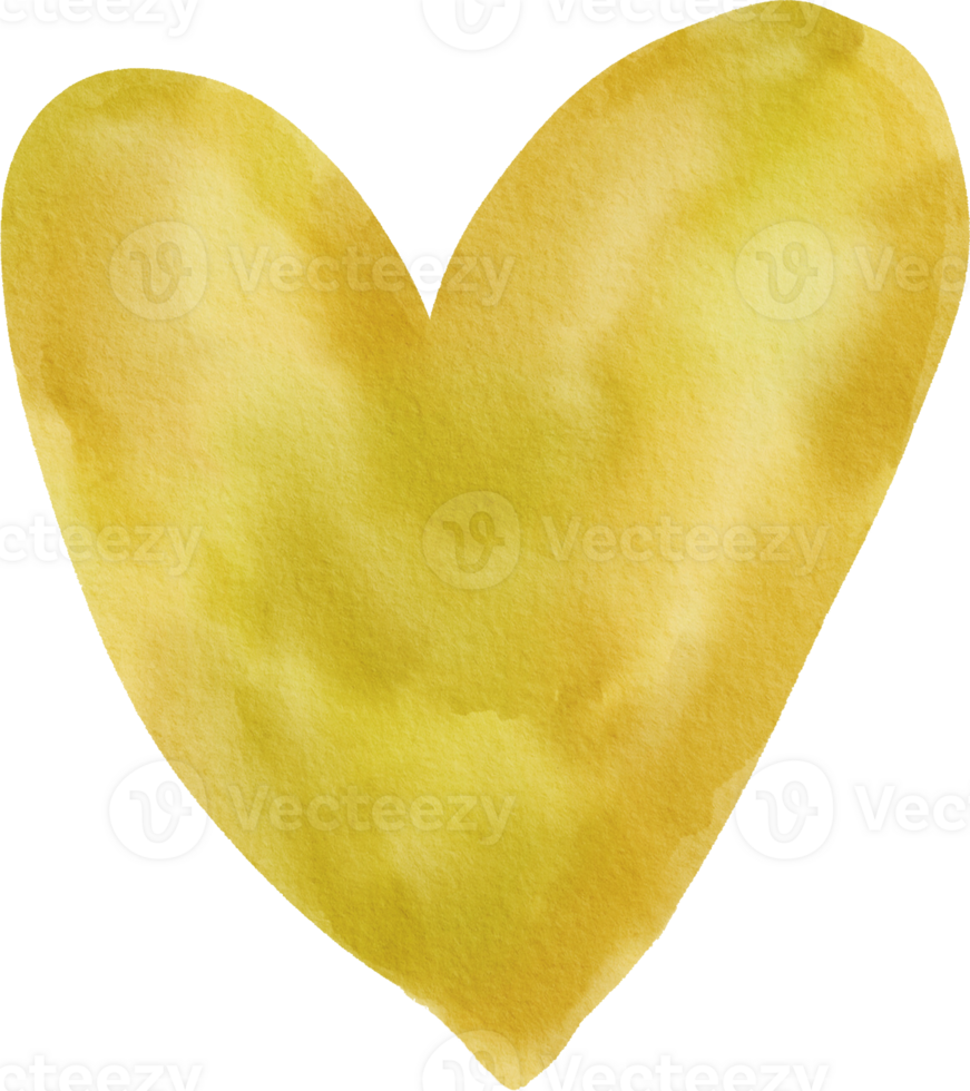 amarillo acuarela corazón elemento clipart png