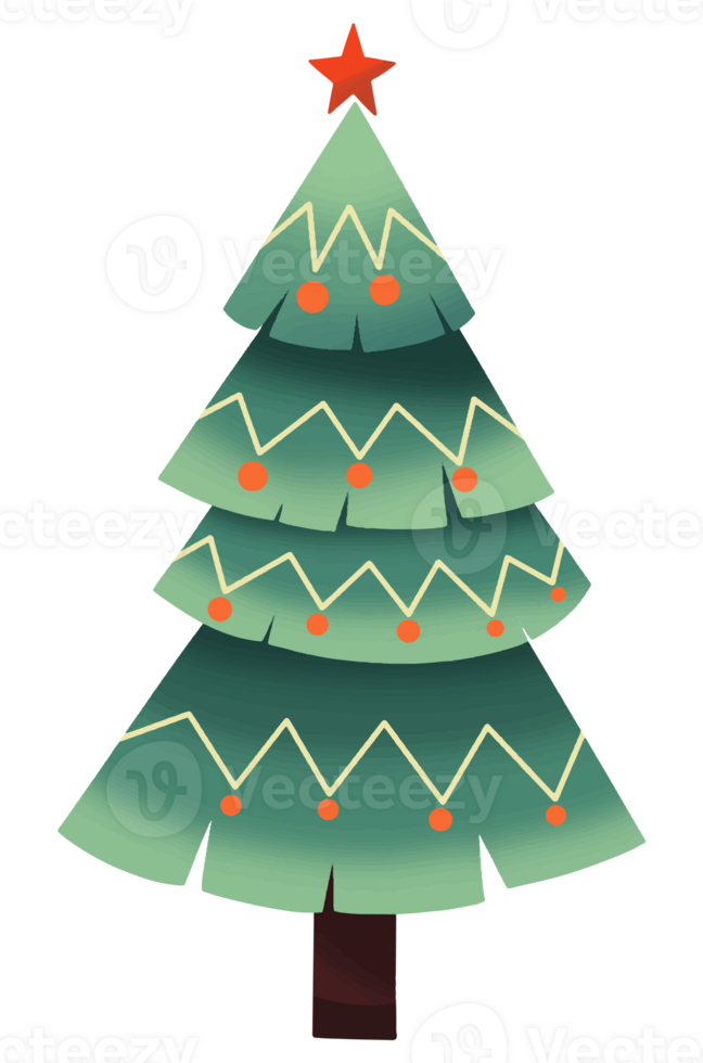 Colorful Christmas tree hand drawn style png