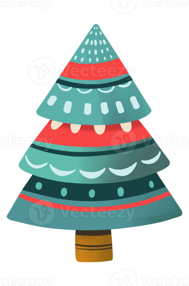 Colorful Christmas tree hand drawn style png