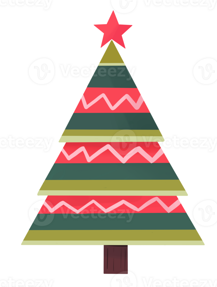 Colorful Christmas tree hand drawn style png