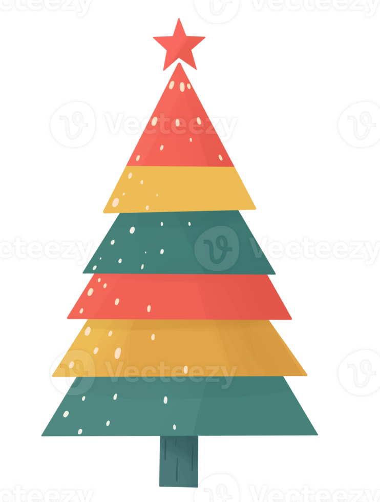 Colorful Christmas tree hand drawn style png
