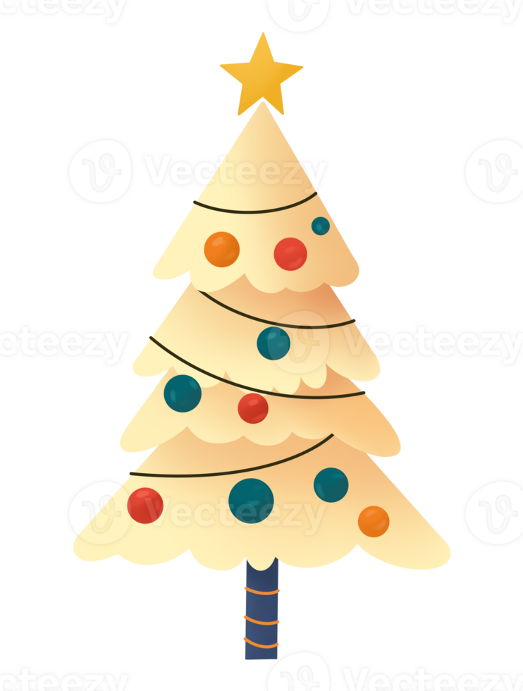 Colorful Christmas tree hand drawn style png