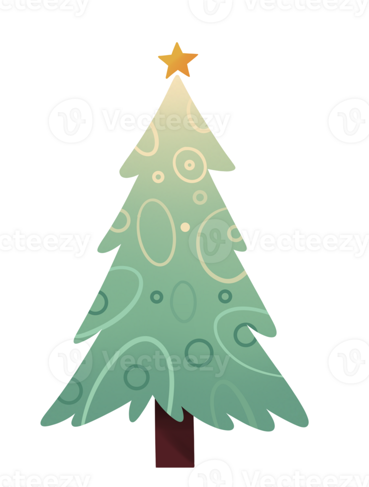 Colorful Christmas tree hand drawn style png