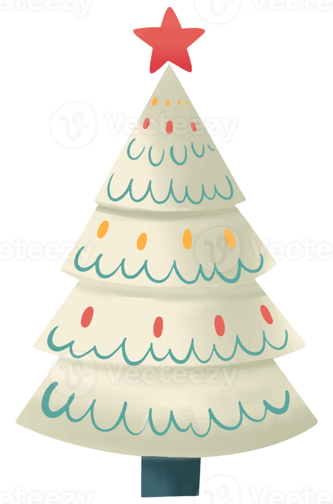 Colorful Christmas tree hand drawn style png