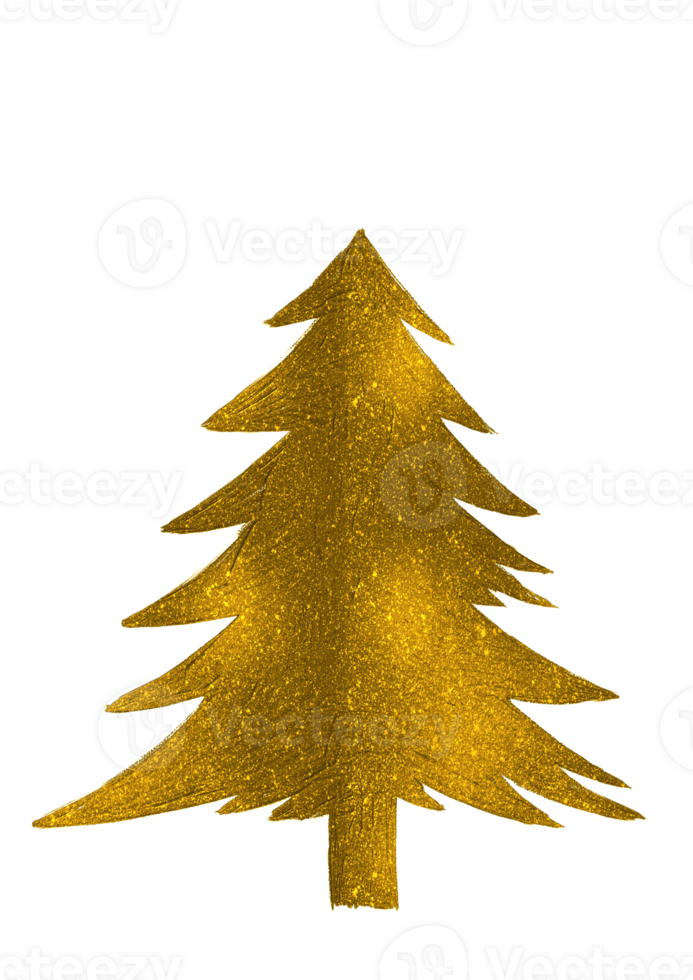 Gold glitter particles Christmas tree with star png