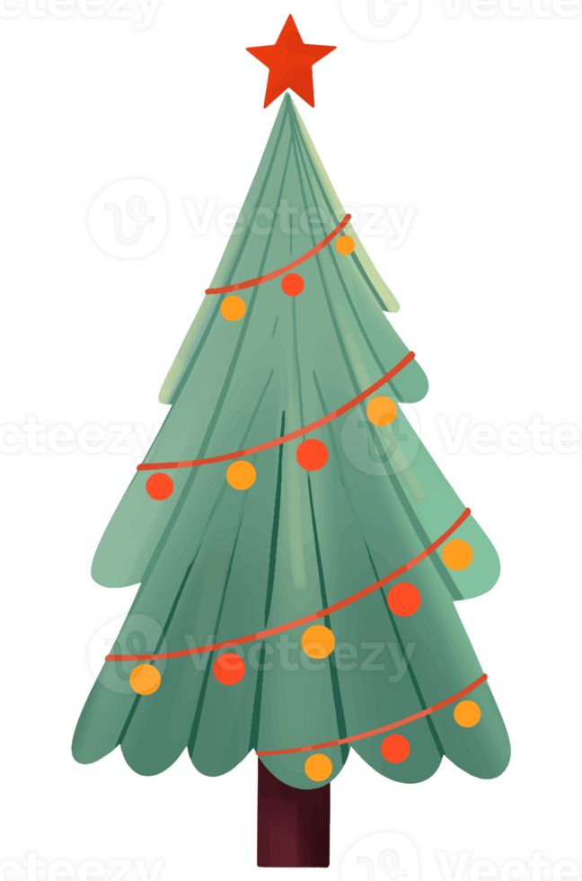 Colorful Christmas tree hand drawn style png