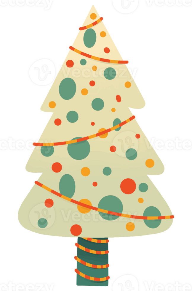 Colorful Christmas tree hand drawn style png