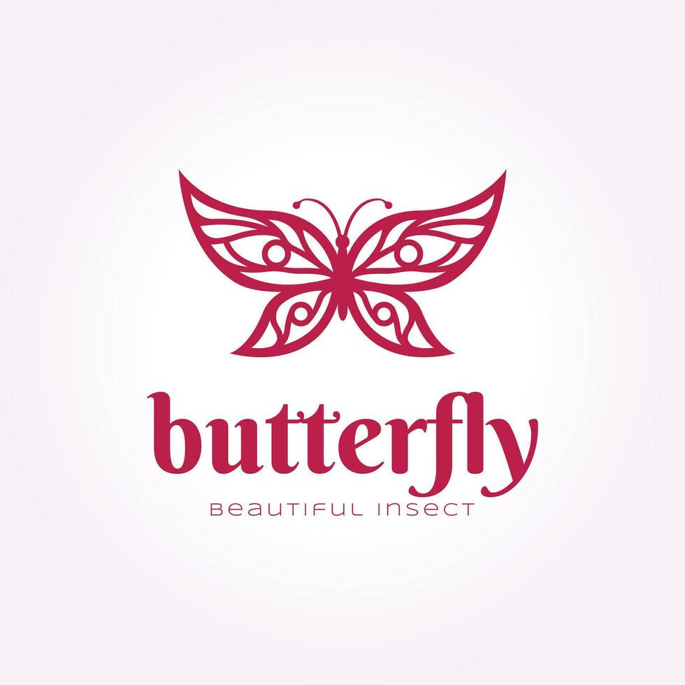 simple butterfly logo icon line art design, insect vector illustration