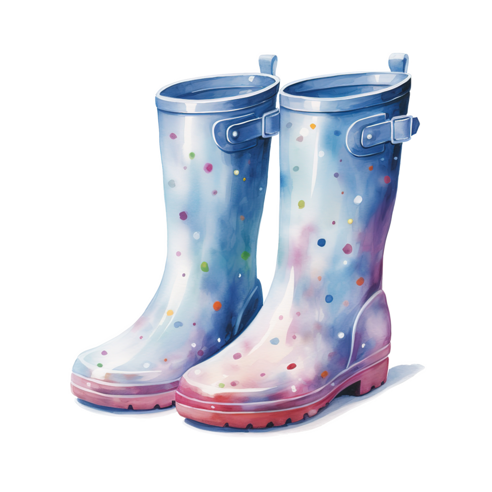 AI generated Kids Rainboots For Christmas Event. Watercolor Style. AI Generated png