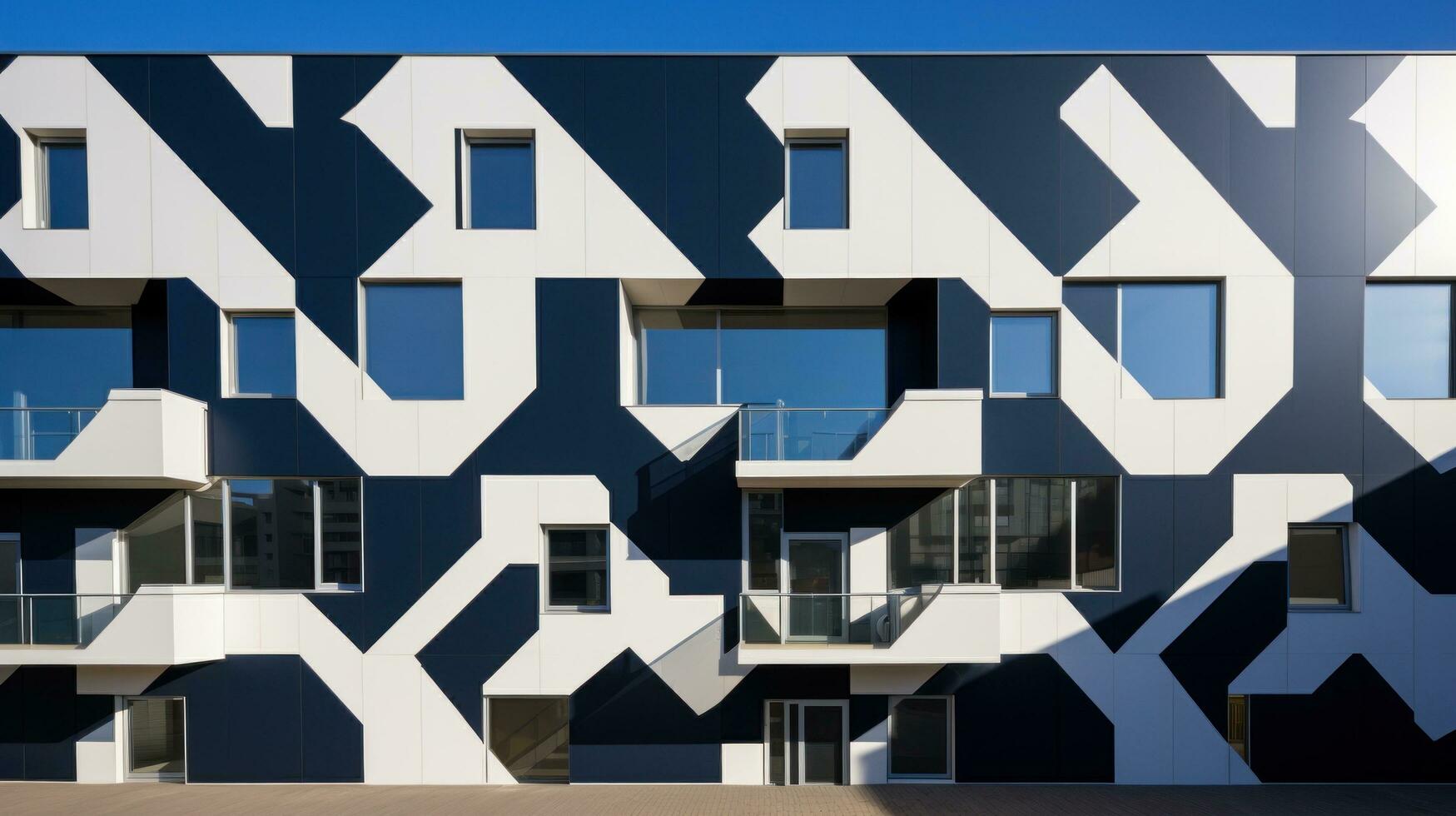AI generated A bold and striking shot of a modern office building with a patterned facade, photo