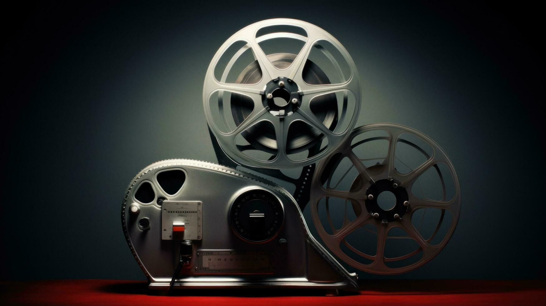 AI generated A classic image of a movie projector with a film reel photo
