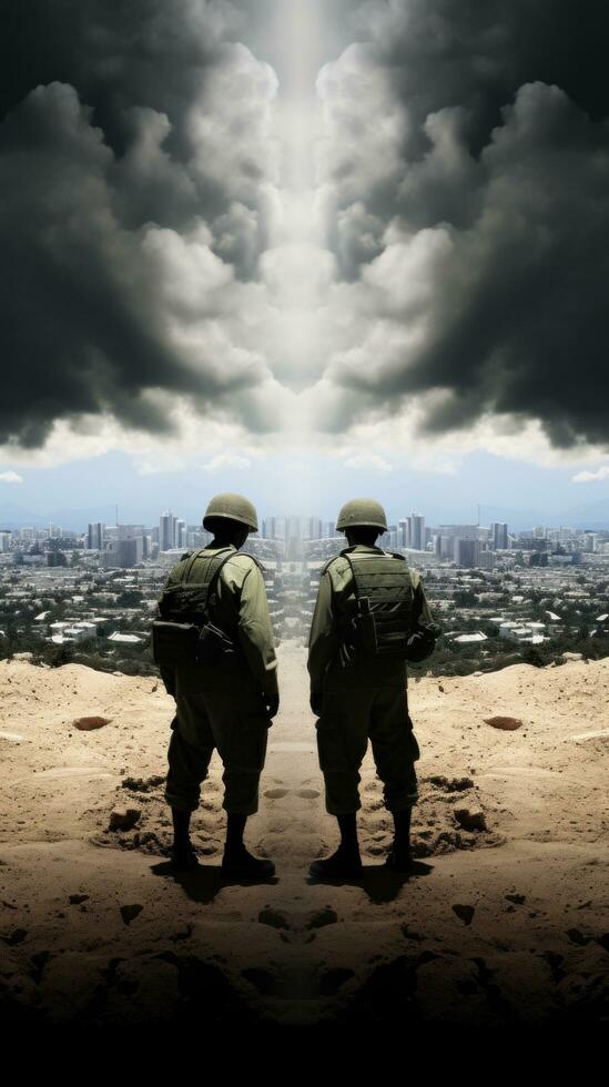 AI generated military Conflict between Israelis and Palestinians, and the entire Middle East region. photo