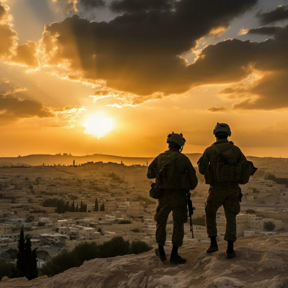 AI generated military Conflict between Israelis and Palestinians, and the entire Middle East region. photo