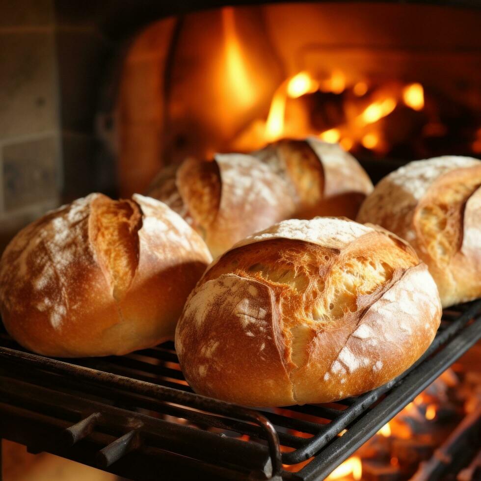 AI generated Freshly baked bread photo