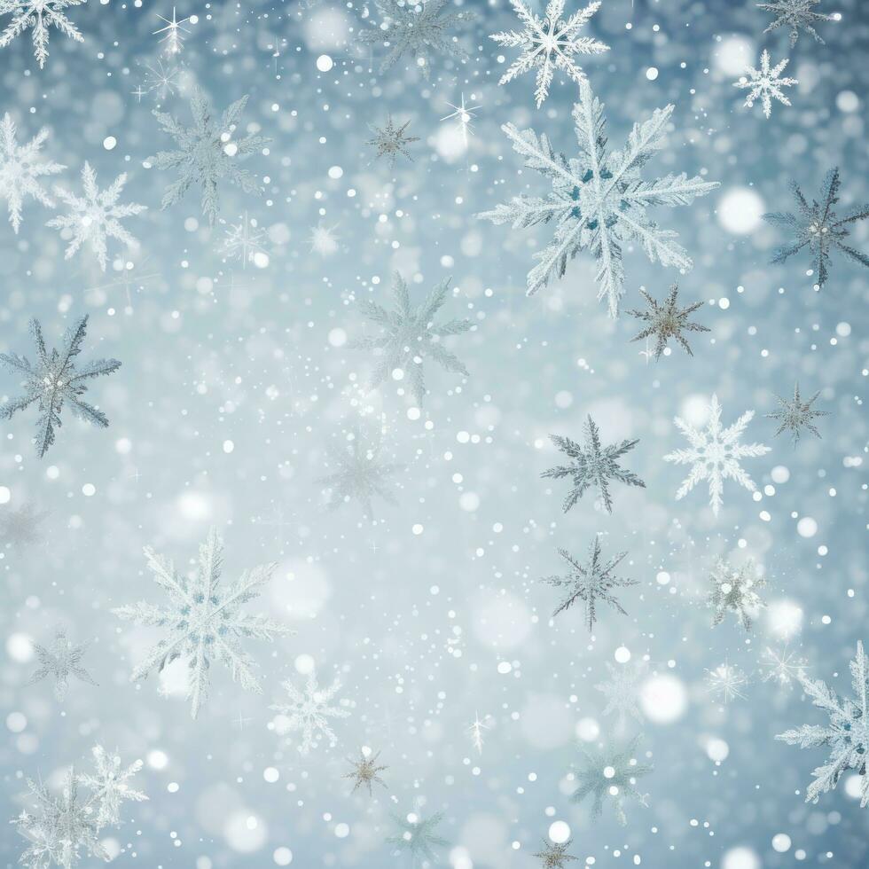 AI generated A white background with sparkling snowflakes photo