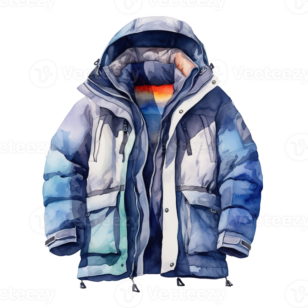 AI generated Winter Jacket For Christmas Event. Watercolor Style. AI Generated png
