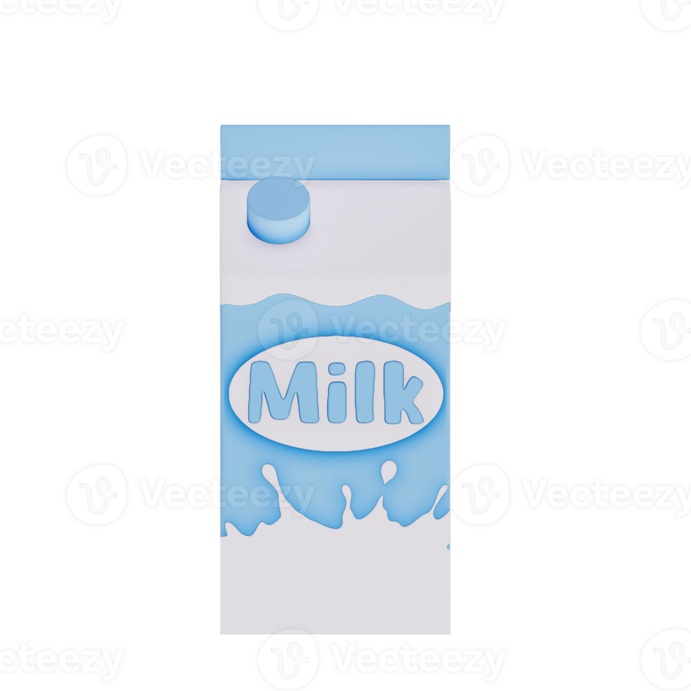 Groceries theme 3D milk product , Fresh Milk carton on a transparent background , 3D rendering png