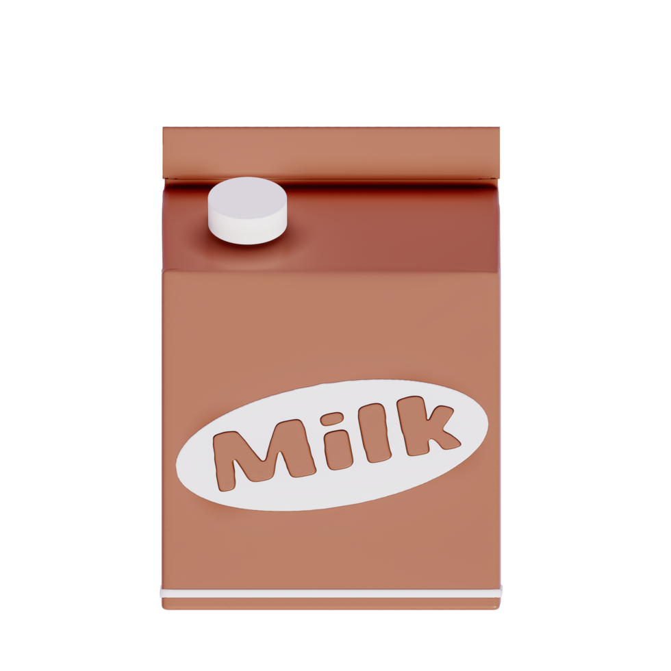 Groceries theme 3D milk product , Chocolate Milk carton on a transparent background , 3D rendering png