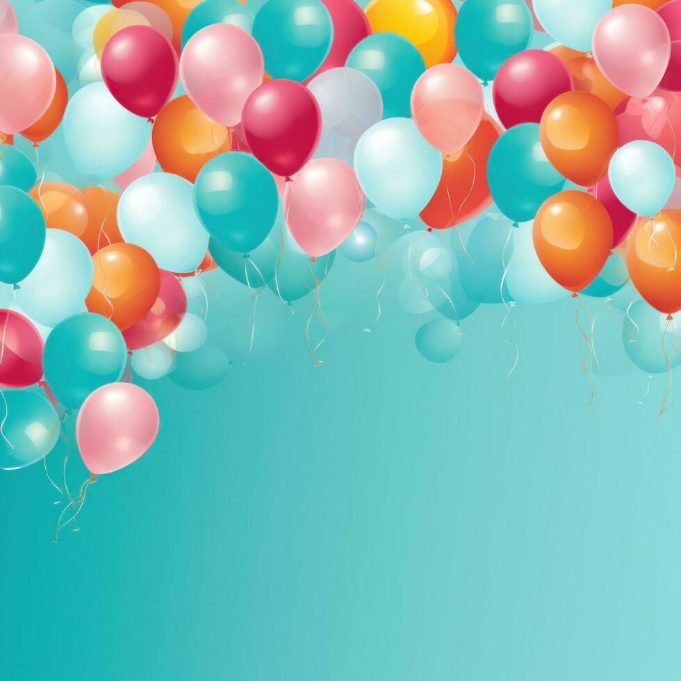 AI generated A vibrant balloon-filled background with the option to add custom text photo
