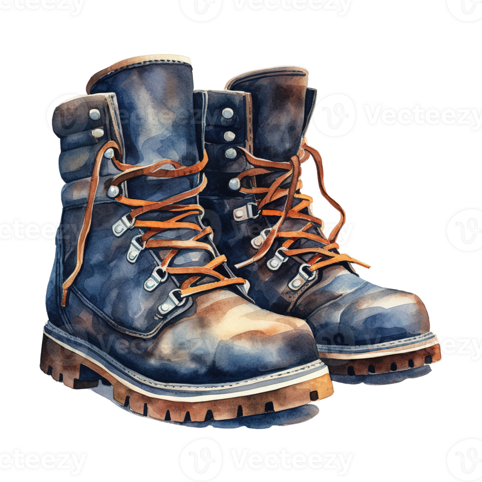 ai generado invierno botas para Navidad evento. acuarela estilo. ai generado png