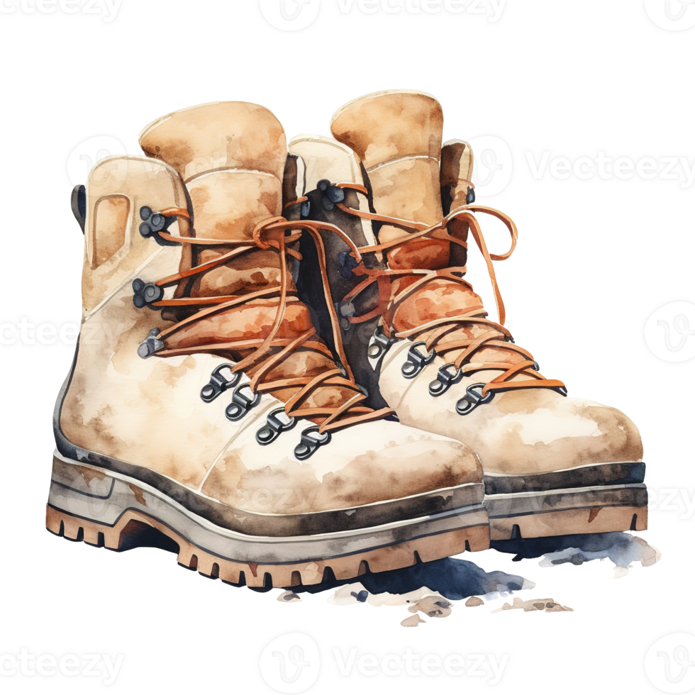 AI generated Winter Boots For Christmas Event. Watercolor Style. AI Generated png