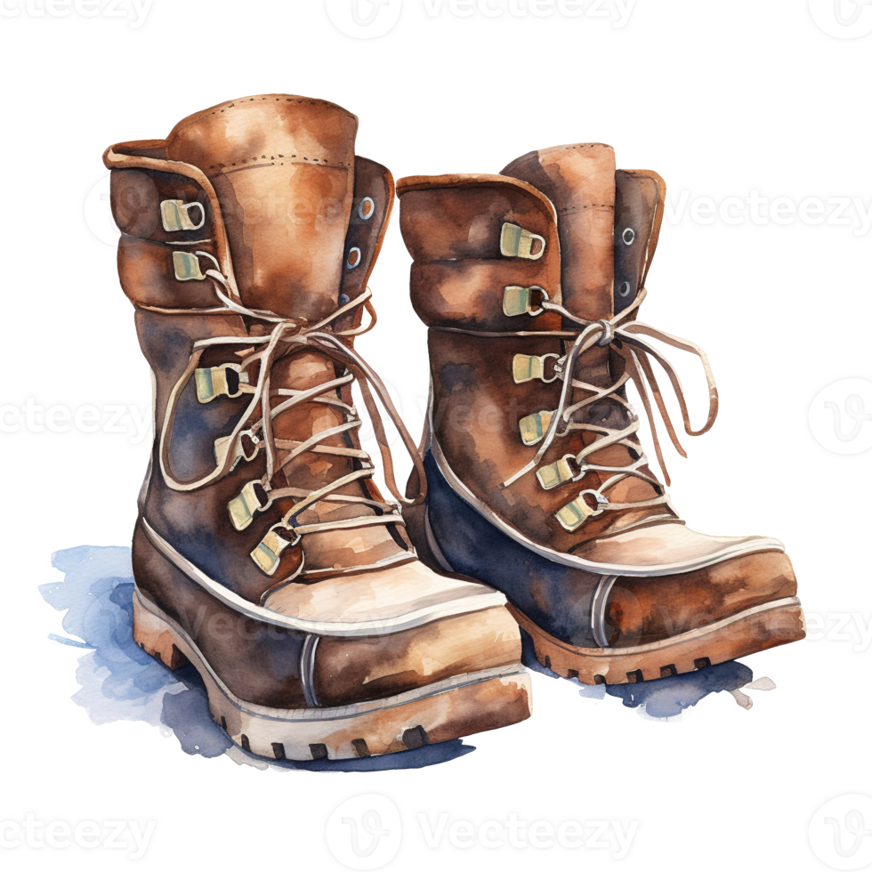 AI generated Winter Boots For Christmas Event. Watercolor Style. AI Generated png