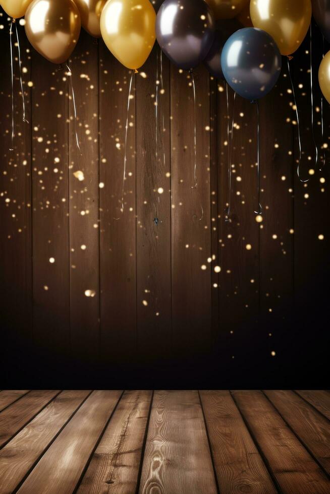 AI generated A rustic wood grain background with space for custom text for cozy and intimate birthday celebration photo