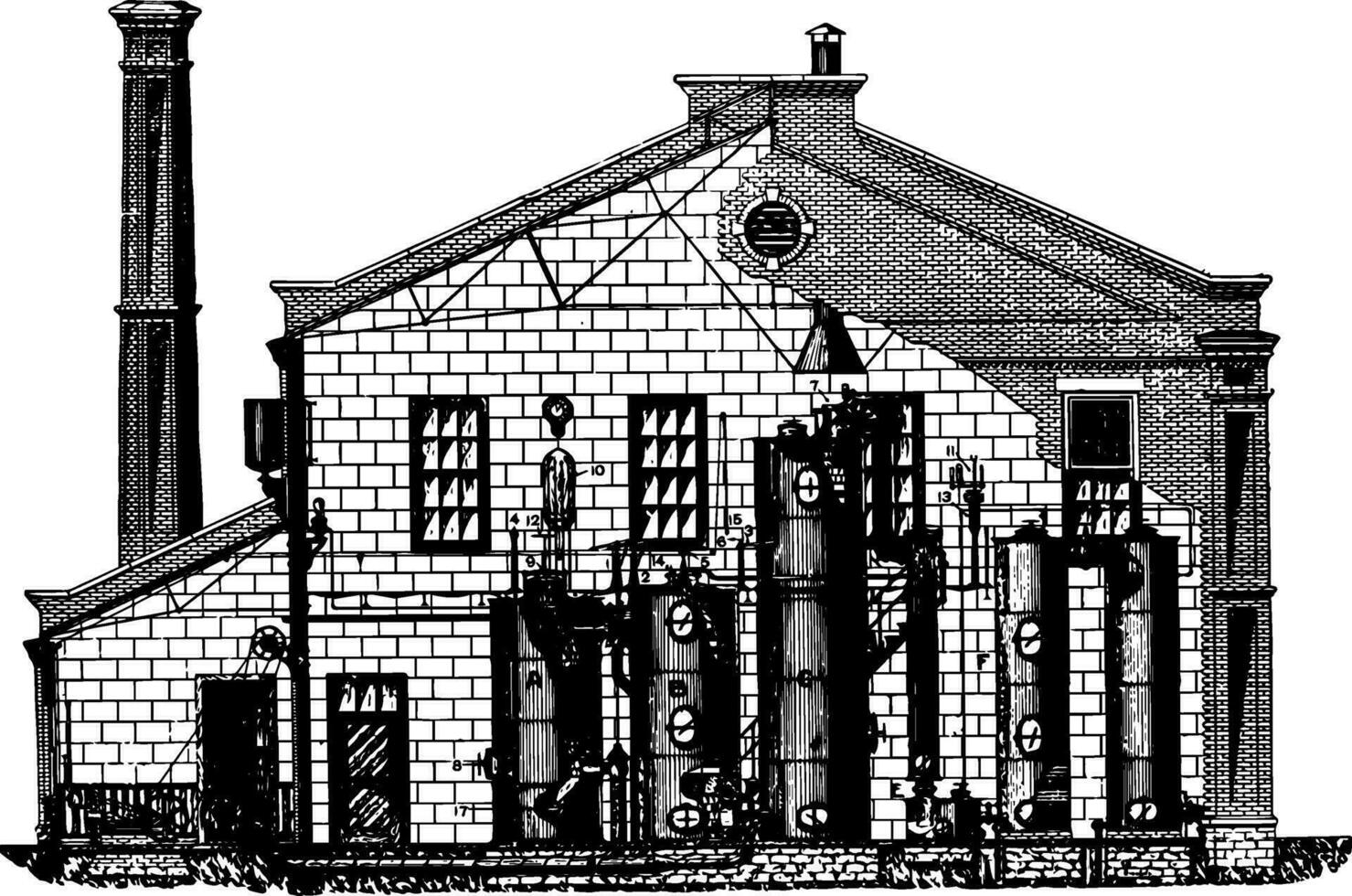 Standard Lowe Water Gas Apparatus, vintage illustration. vector