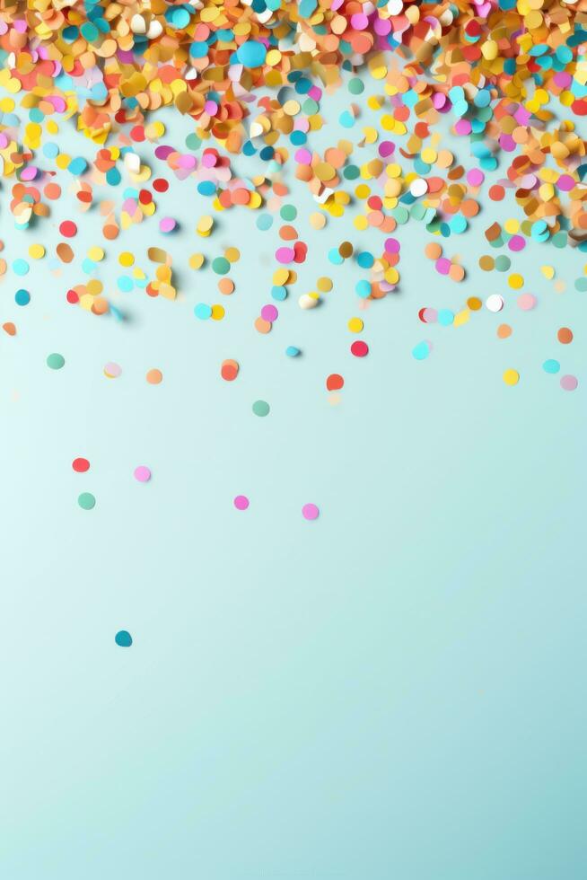 AI generated A colorful confetti-filled background with space for copy text photo