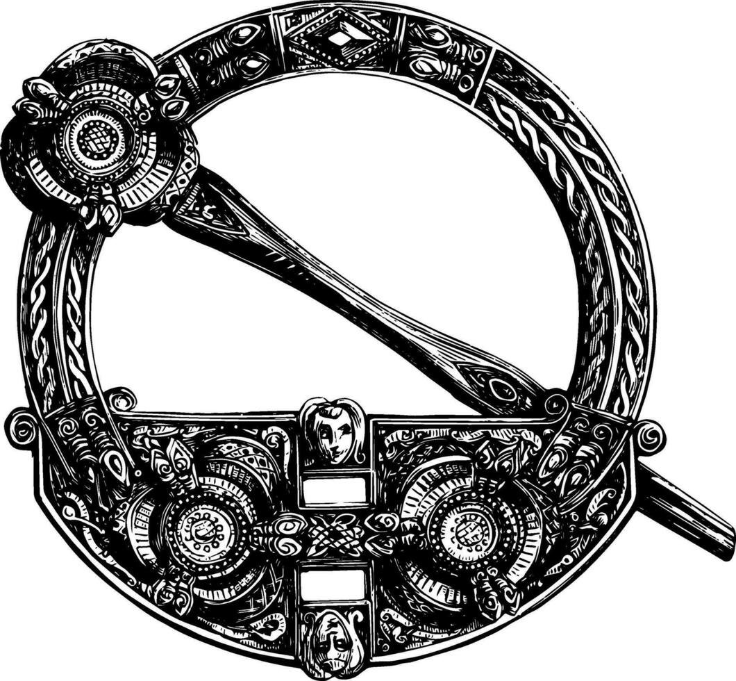 Round Brooch is a circular design, vintage engraving. vector