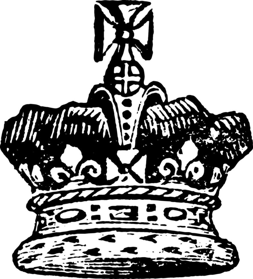 Crown of the Prince of Wales, vintage engraving. vector