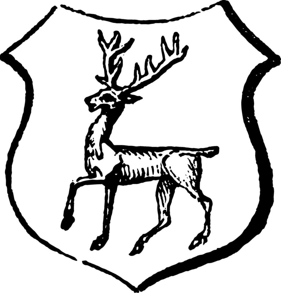 Stag Tripping are the motion of deer, vintage engraving. vector