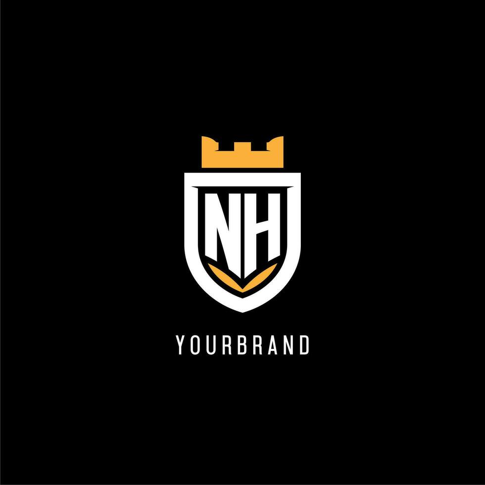 Initial NH logo with shield, esport gaming logo monogram style vector