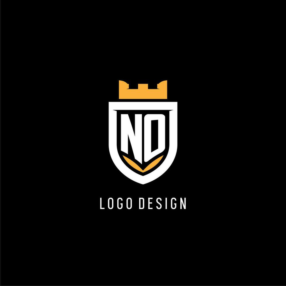 Initial NO logo with shield, esport gaming logo monogram style vector
