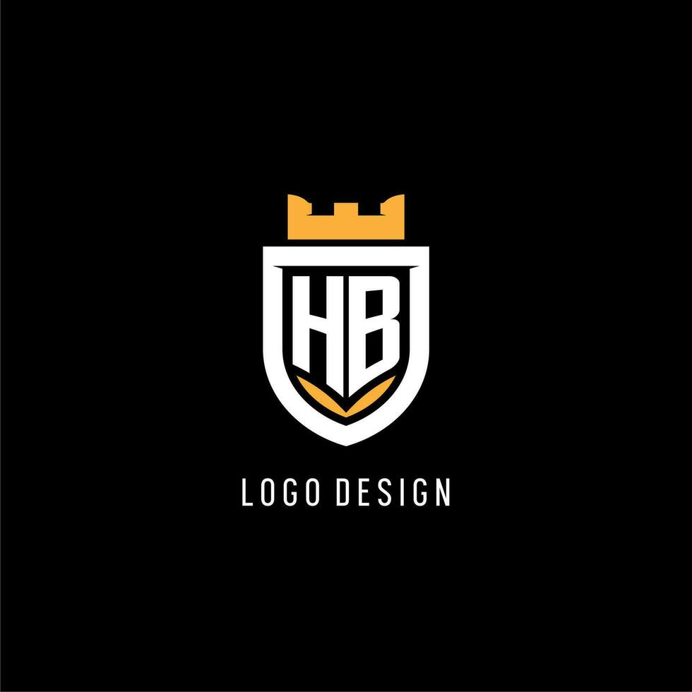 Initial HB logo with shield, esport gaming logo monogram style vector