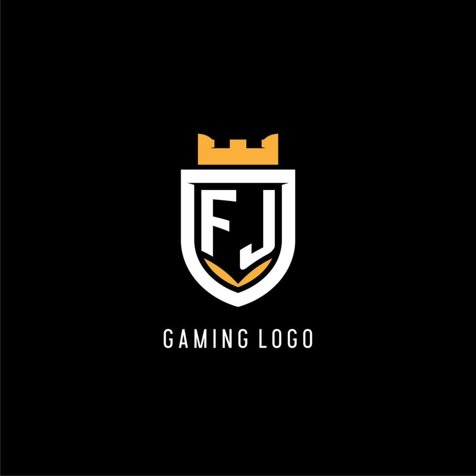 Initial FJ logo with shield, esport gaming logo monogram style vector