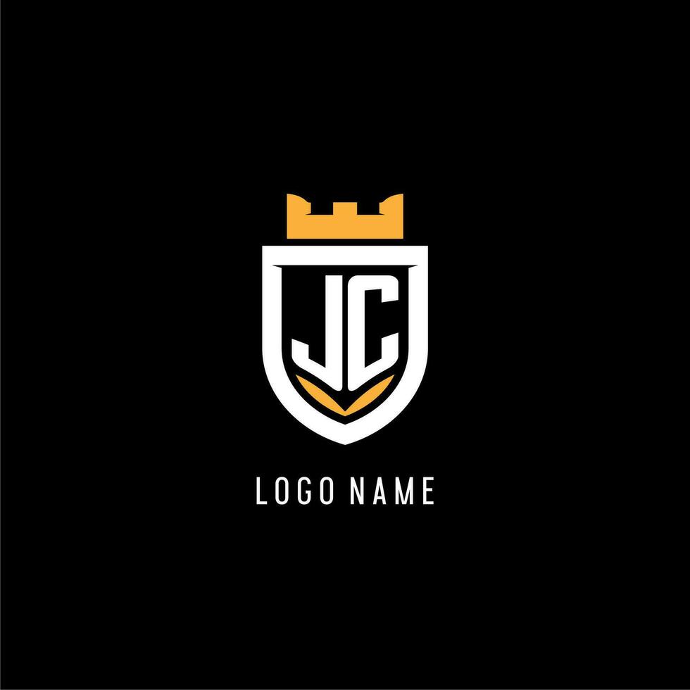 Initial JC logo with shield, esport gaming logo monogram style vector