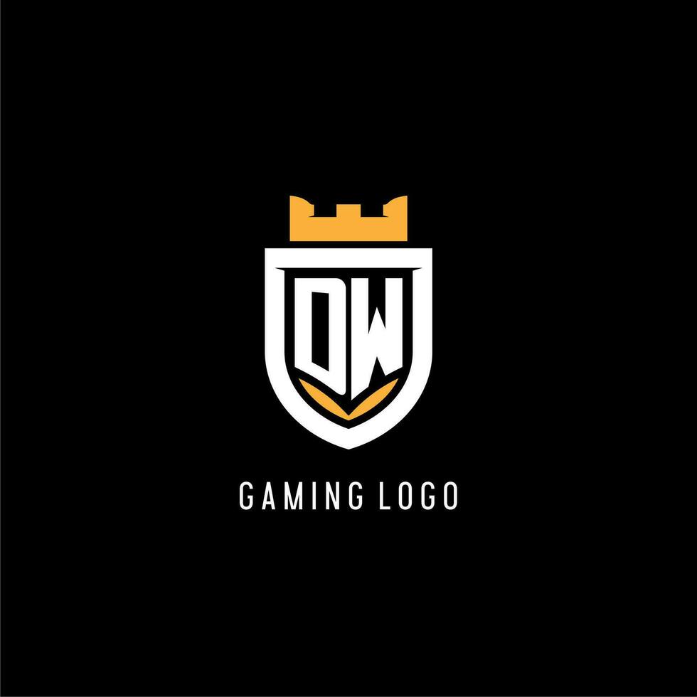 Initial DW logo with shield, esport gaming logo monogram style vector