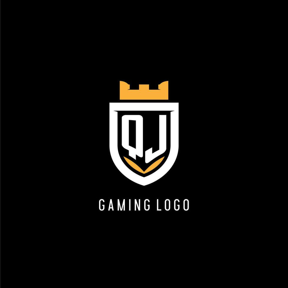 Initial QJ logo with shield, esport gaming logo monogram style vector
