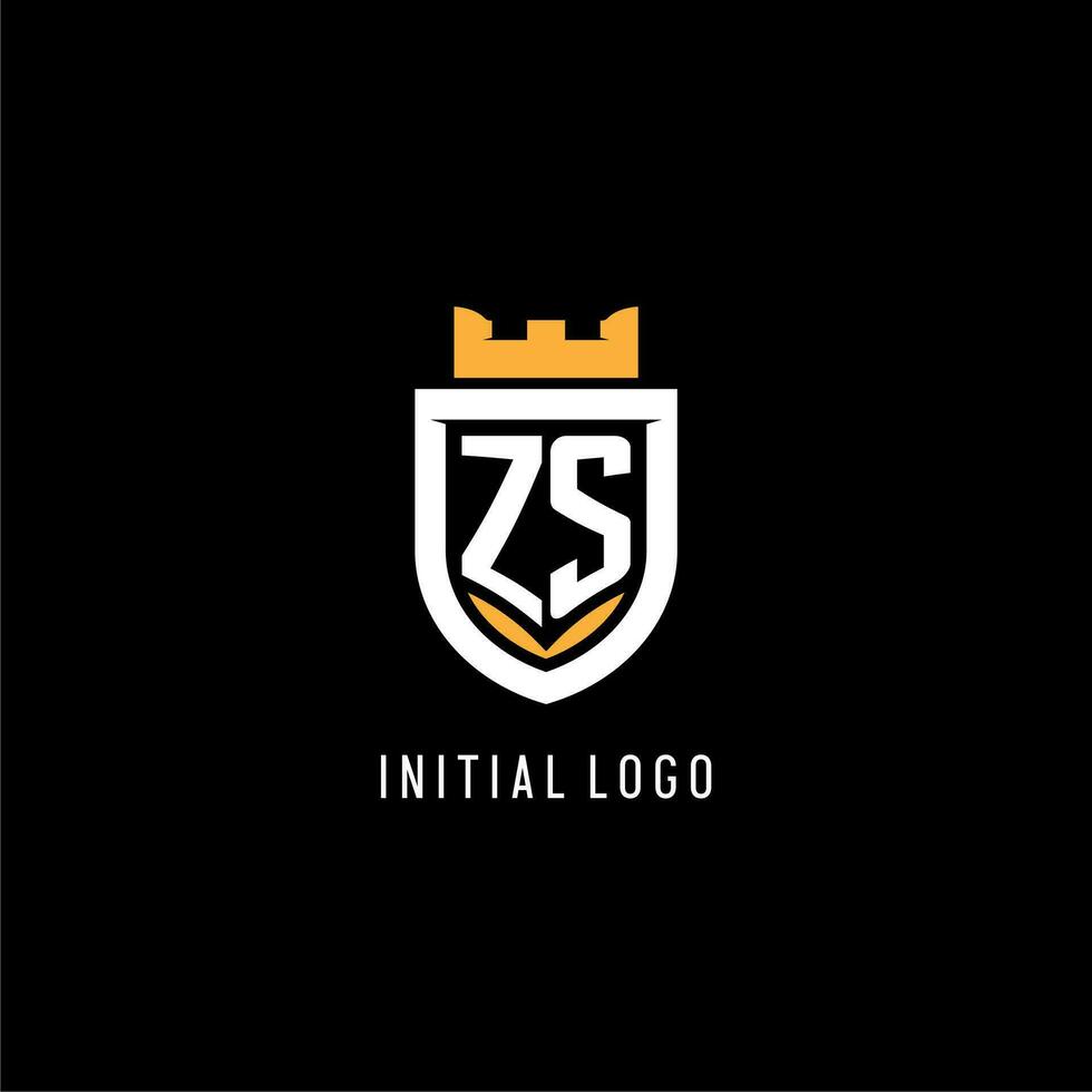 Initial ZS logo with shield, esport gaming logo monogram style vector