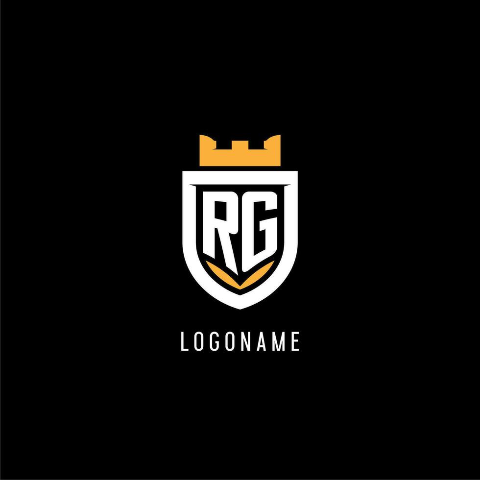 Initial RG logo with shield, esport gaming logo monogram style vector