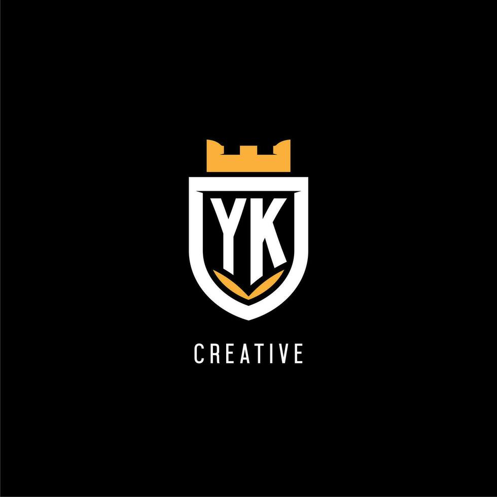 Initial YK logo with shield, esport gaming logo monogram style vector