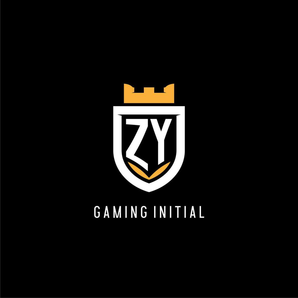 Initial ZY logo with shield, esport gaming logo monogram style vector