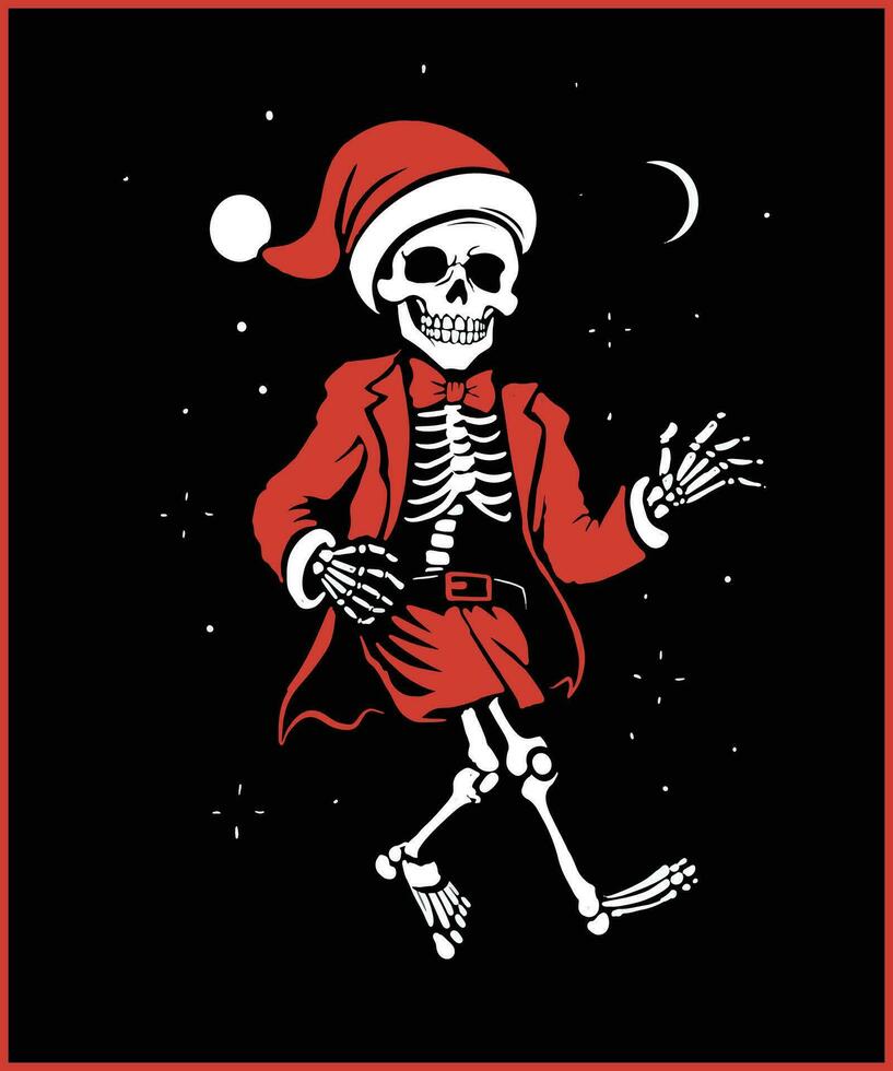 bailando esqueleto Navidad camiseta vector