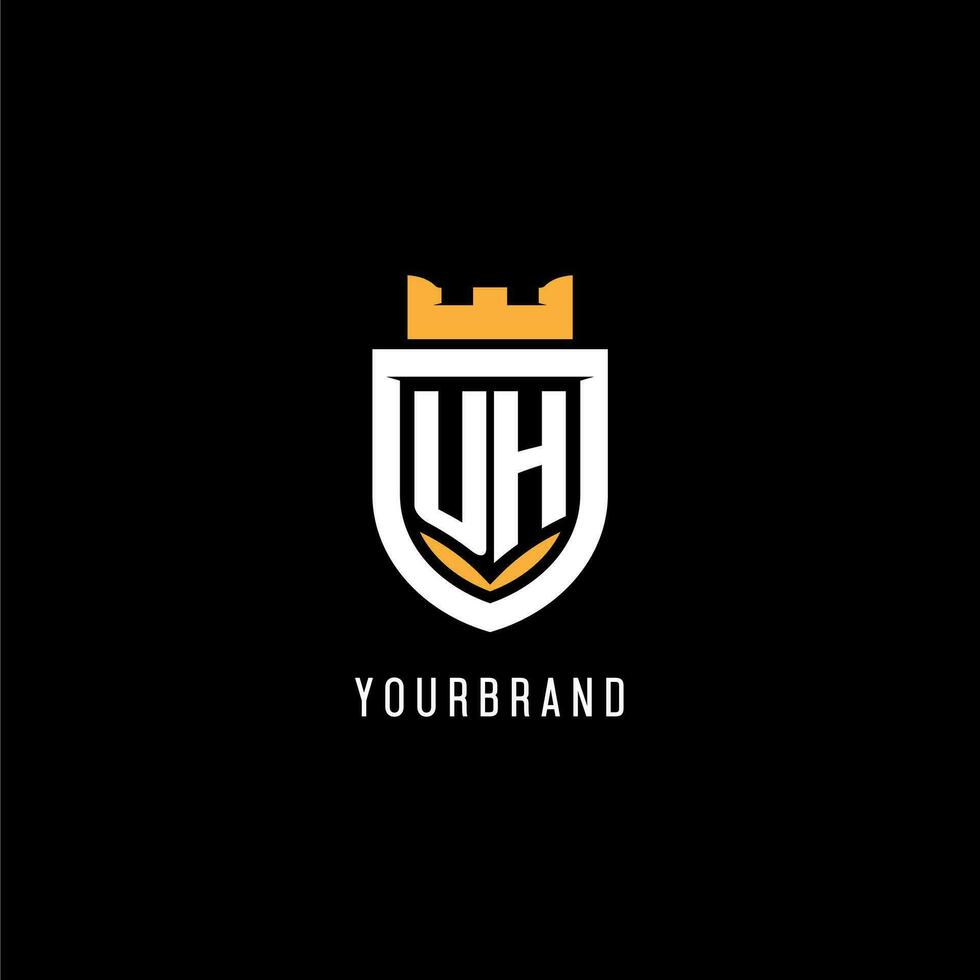 Initial UH logo with shield, esport gaming logo monogram style vector