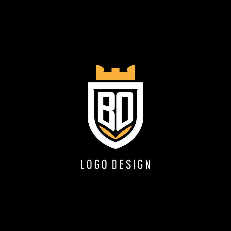 Initial BO logo with shield, esport gaming logo monogram style vector